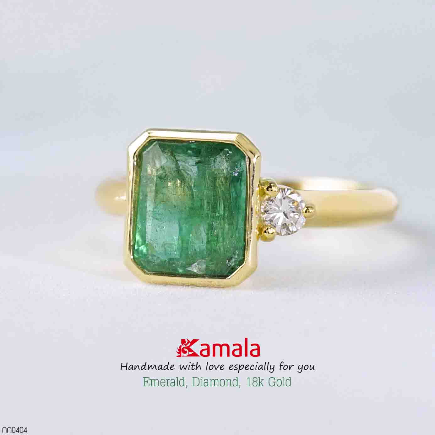 Nhẫn Emerald, Kim cương tấm, vàng 18k - NN0404