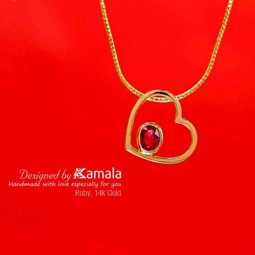 Mề đay yêu thương trao người ruby vàng 14k
