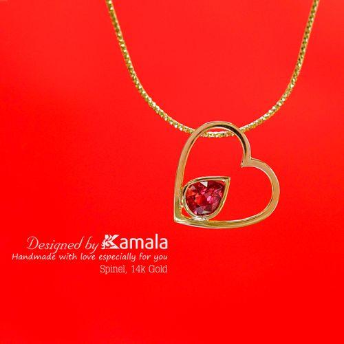 Mề đay yêu thương trao người spinel vàng 14k