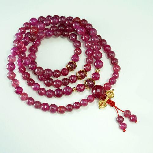 Chuỗi mala Ruby đính Pháp khí Kim Cang