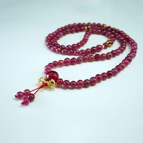 Chuỗi mala Ruby đính Pháp khí Kim Cang