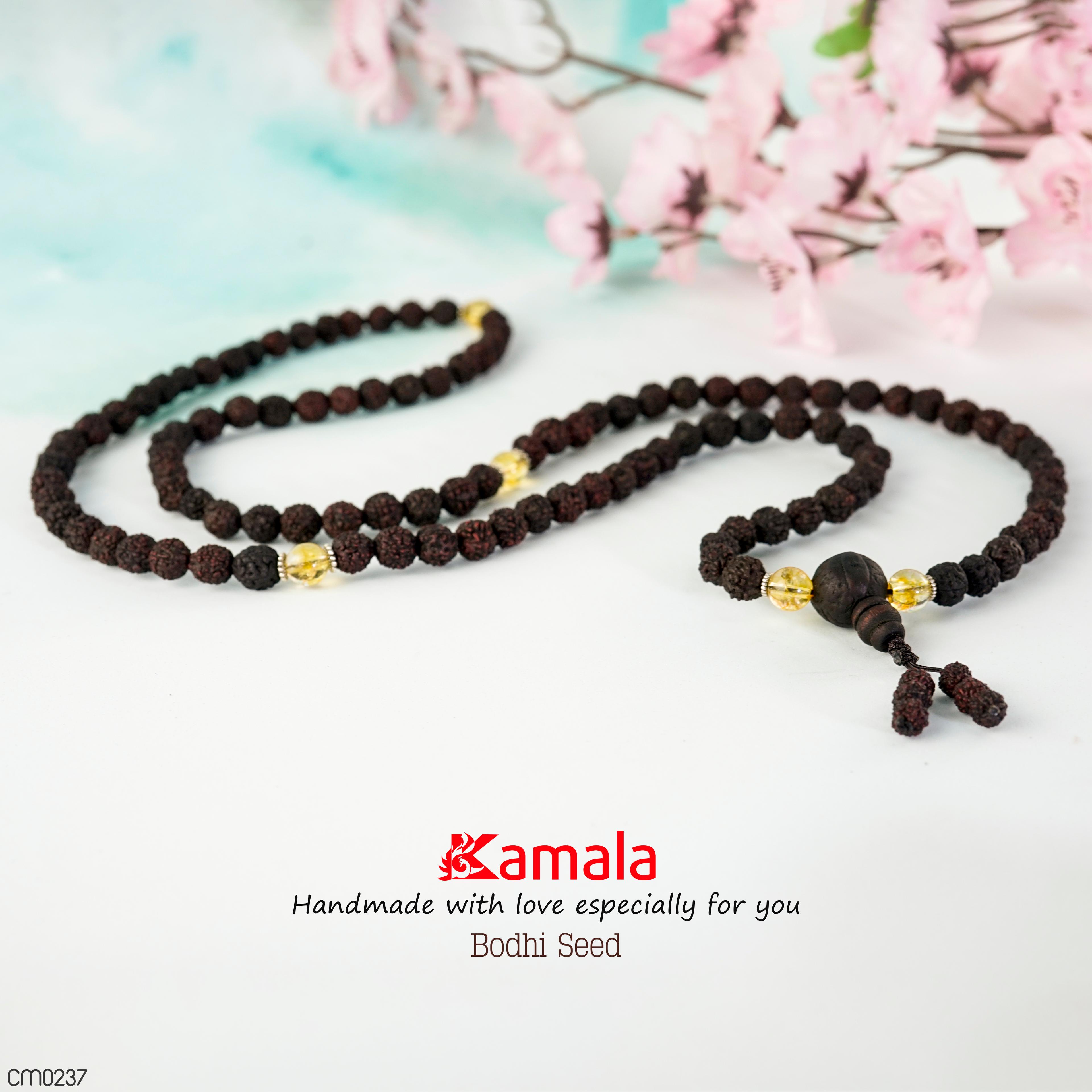 Chuỗi mala Bồ đề Kim Cang phối Thạch anh vàng
