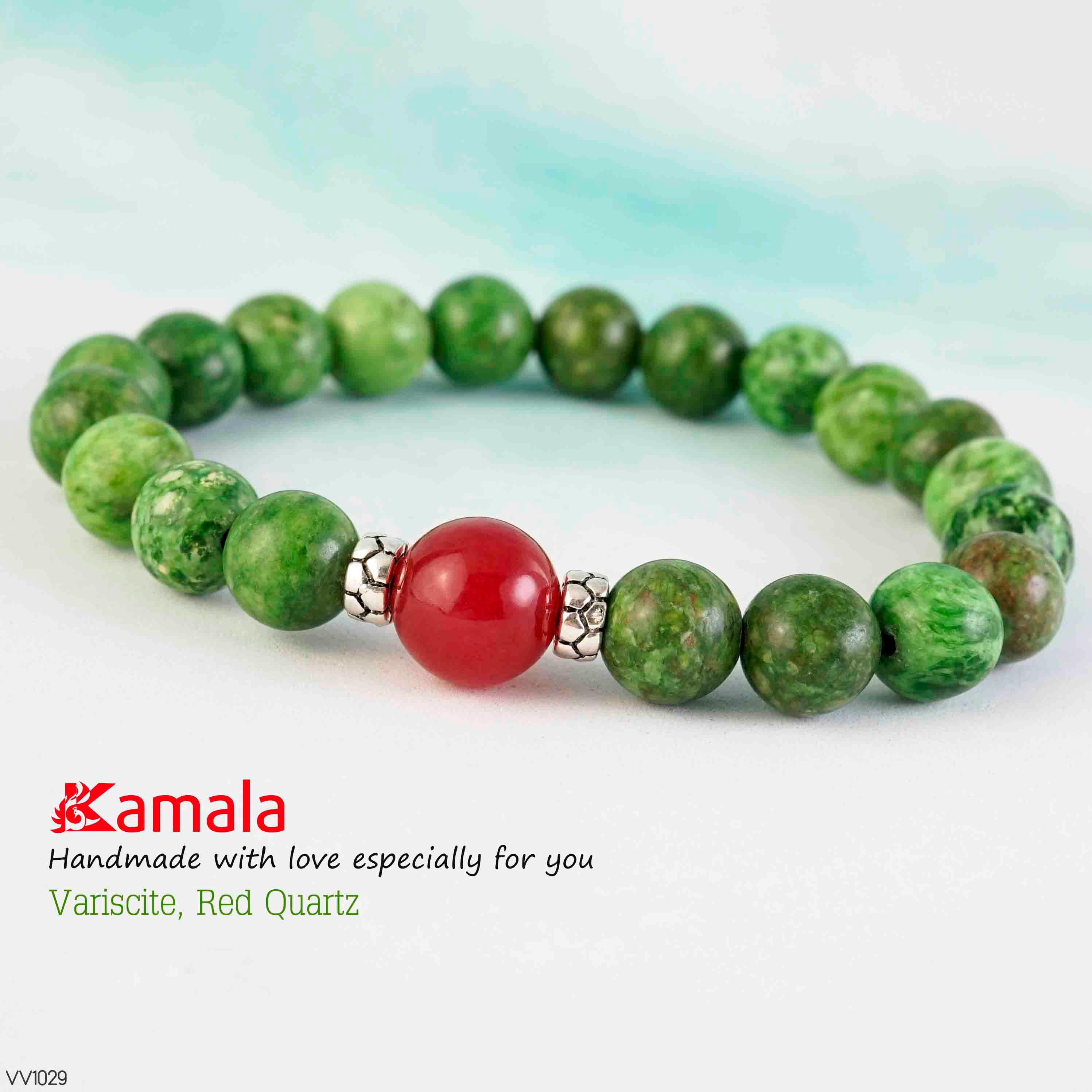 Vòng tay Variscite phối Thạch anh đỏ