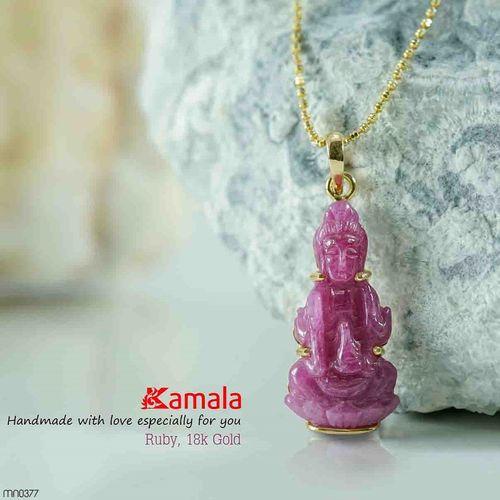 Mề đay Ruby Quán Thế Âm Bồ Tát Vàng 18K