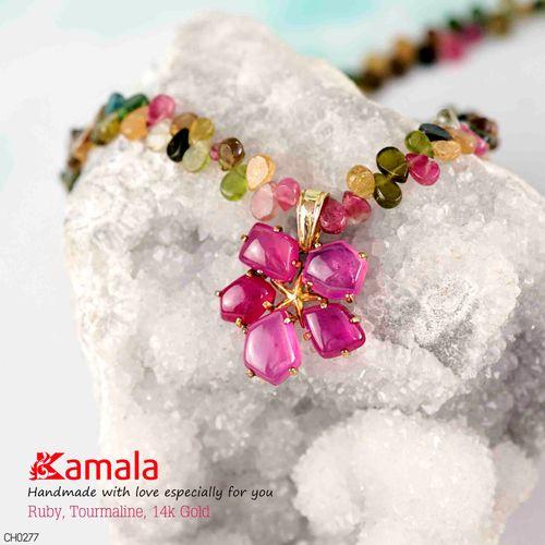 Chuỗi vòng cổ Tourmaline đính Mề đay Ruby Mỹ Nhân Như Hoa