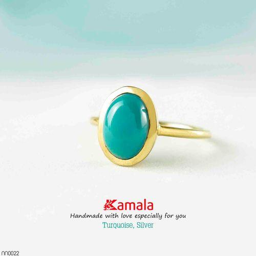 Nhẫn Turquoise Bạc cao cấp phủ vàng