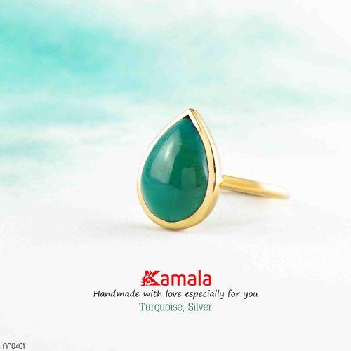 Nhẫn Turquoise Bạc cao cấp phủ vàng