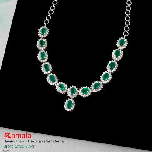 Dây chuyền Green Onyx đính Đá tấm cao cấp