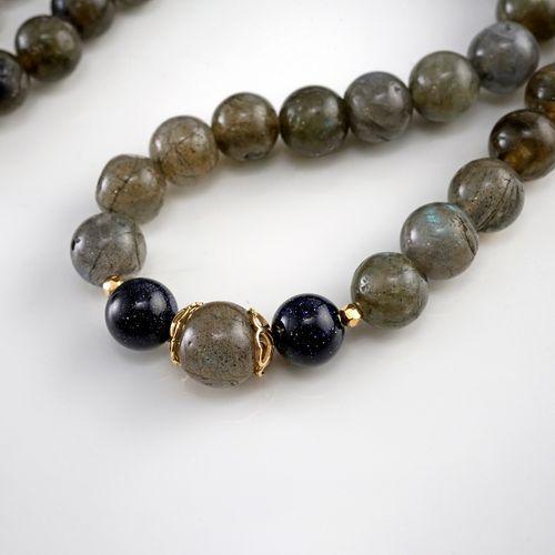 Chuỗi vòng cổ Labradorite phối Blue Sunstone