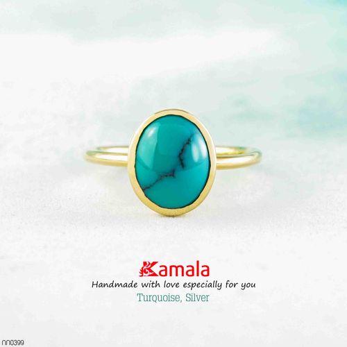 Nhẫn Turquoise Bạc cao cấp phủ Vàng
